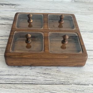 اردوخوری چهار خانه مربع چوب گردو